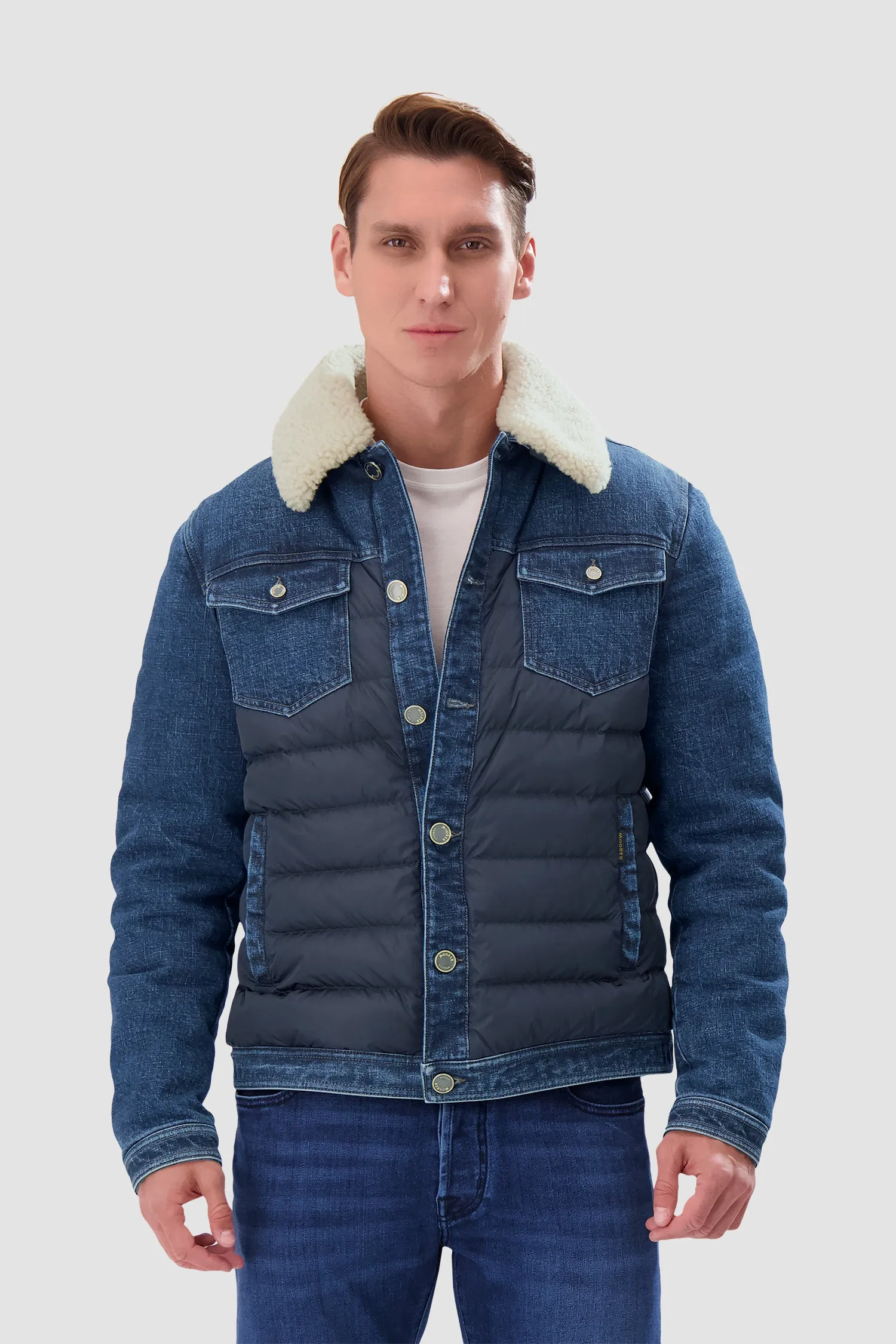 Moorer Blue MONDOR-FUR 104S Panelled Jacket
