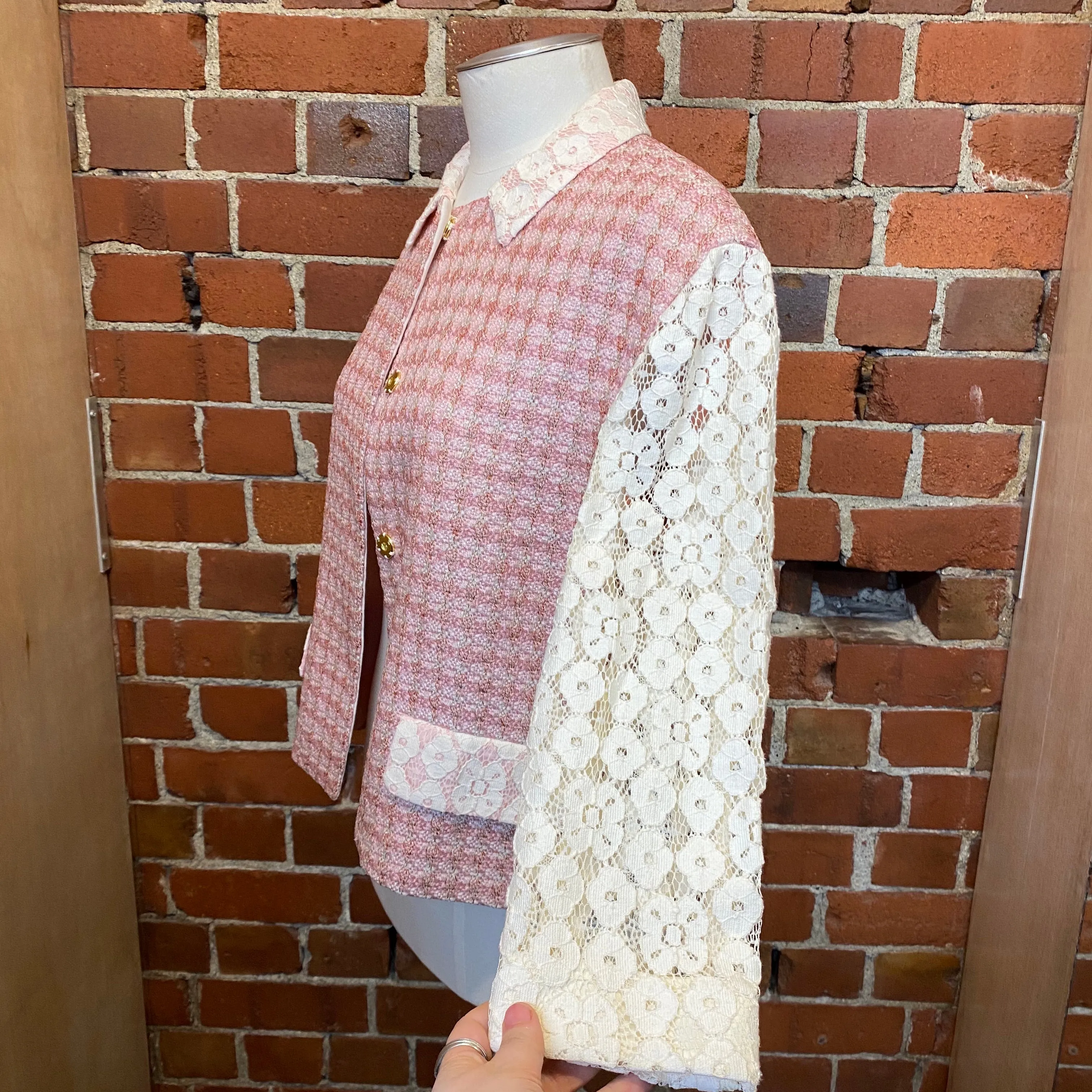 MOSCHINO woven raffia and lace jacket