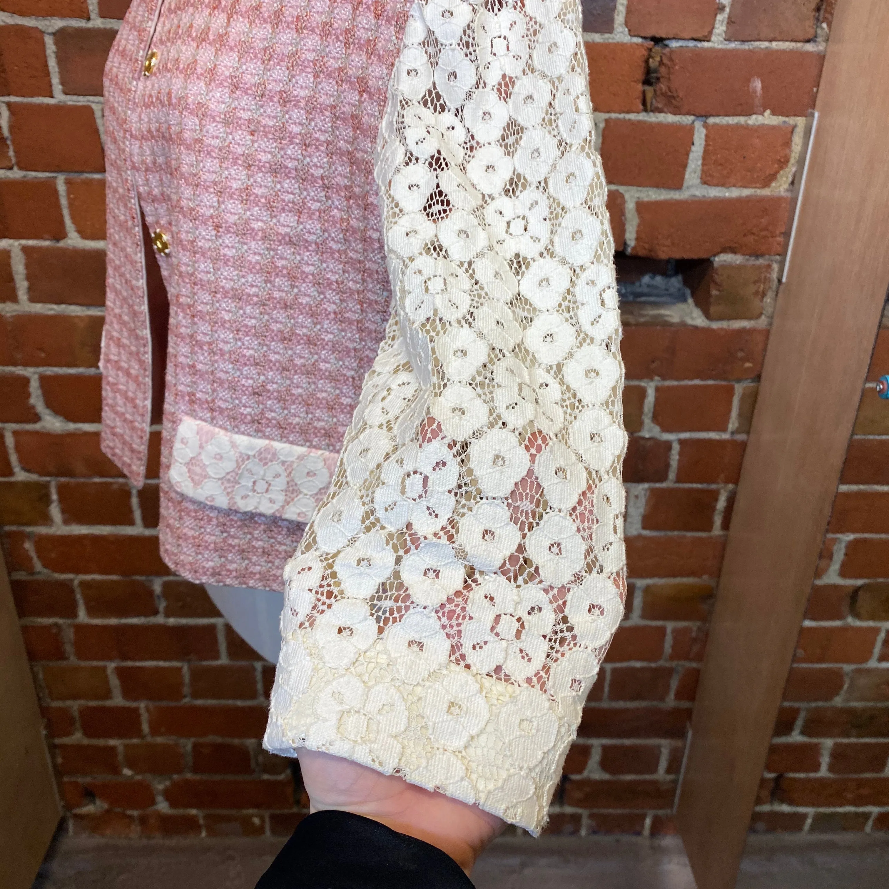 MOSCHINO woven raffia and lace jacket