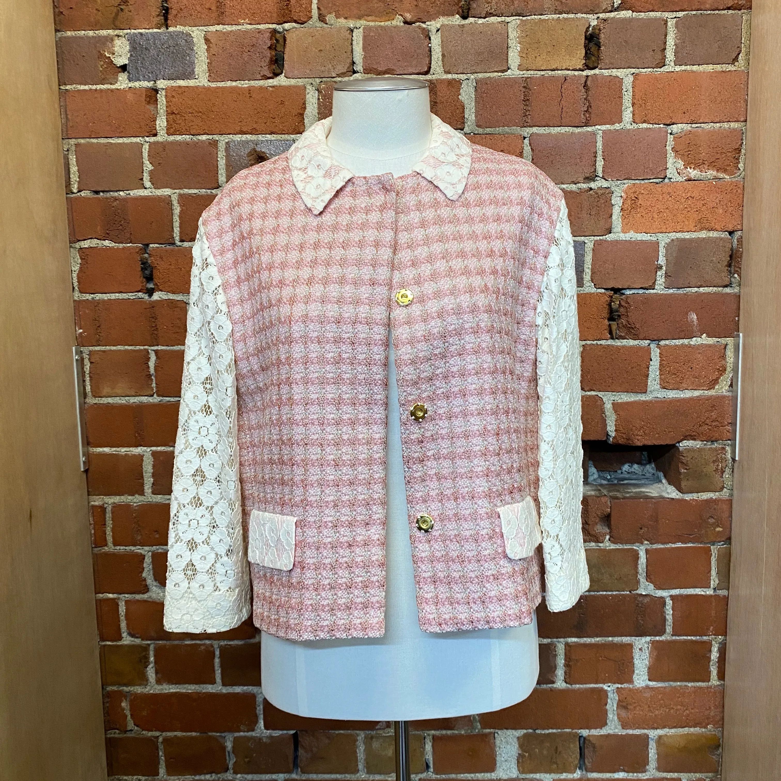 MOSCHINO woven raffia and lace jacket
