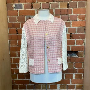 MOSCHINO woven raffia and lace jacket