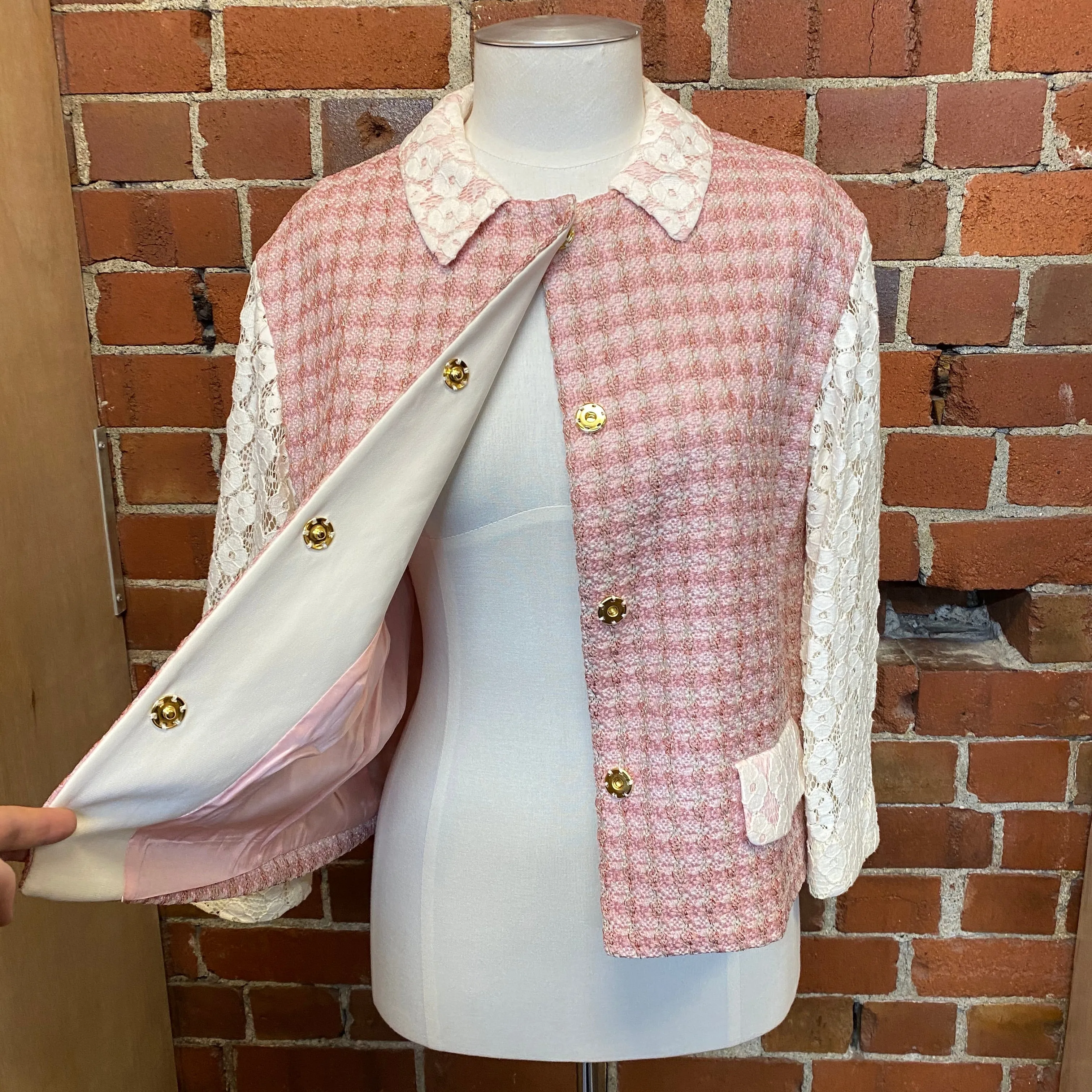 MOSCHINO woven raffia and lace jacket