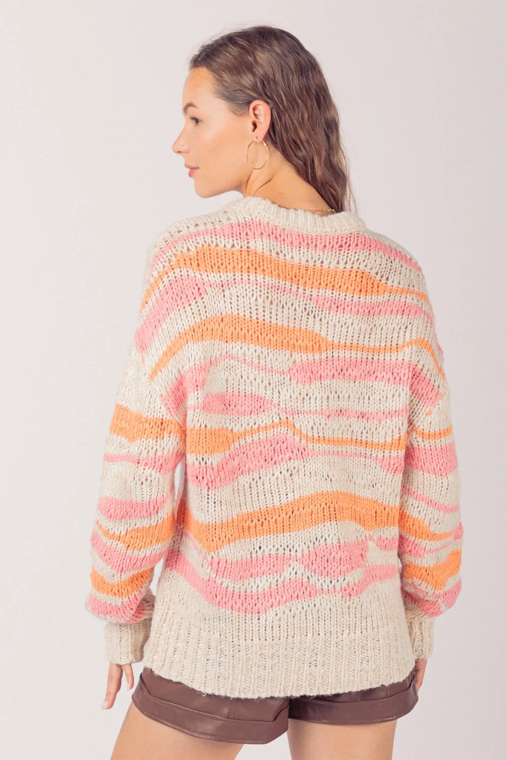 Multi Color Casual Knit Sweater Top