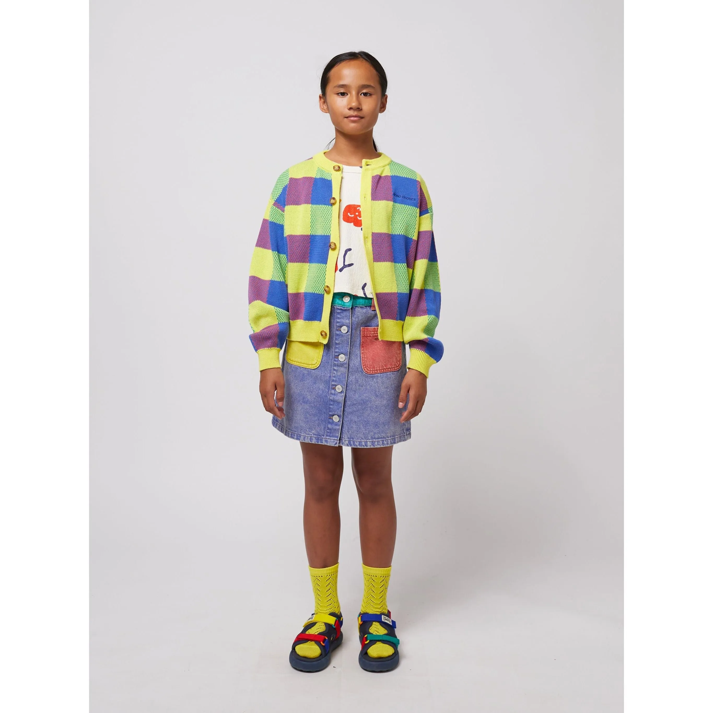 Multicolor Vichy Jacquard Cardigan