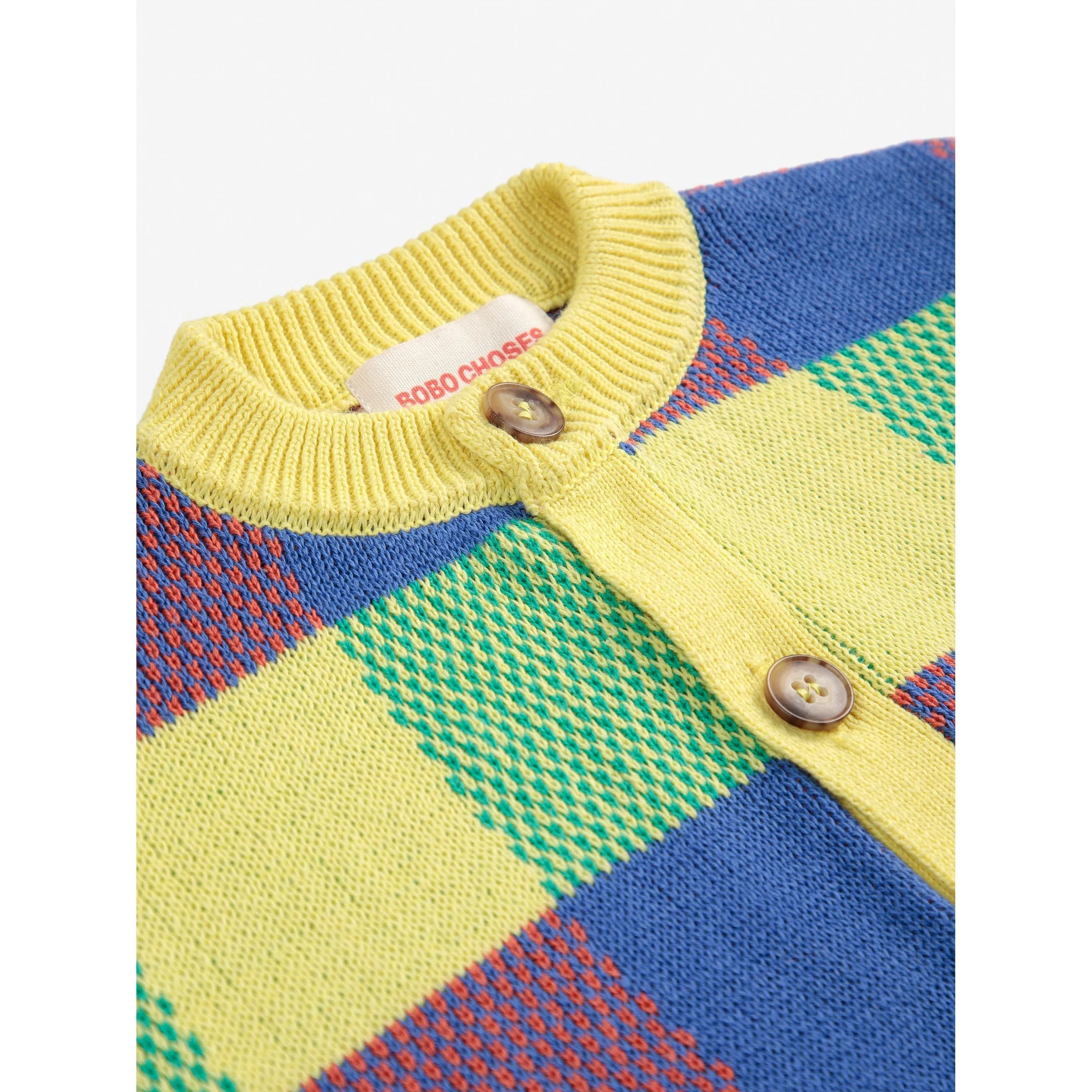 Multicolor Vichy Jacquard Cardigan