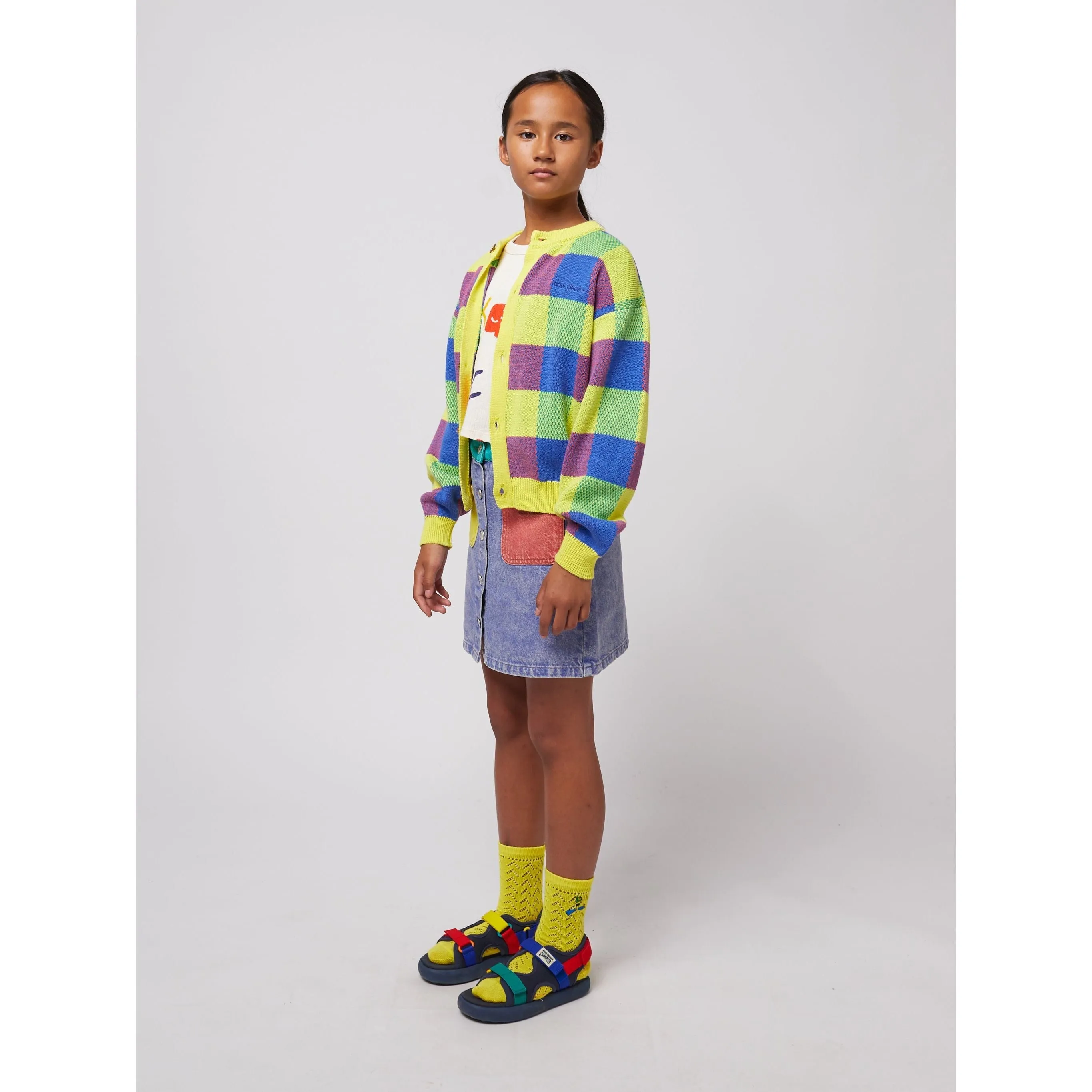Multicolor Vichy Jacquard Cardigan