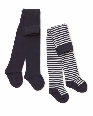 Navy and White Tights 2 Pack