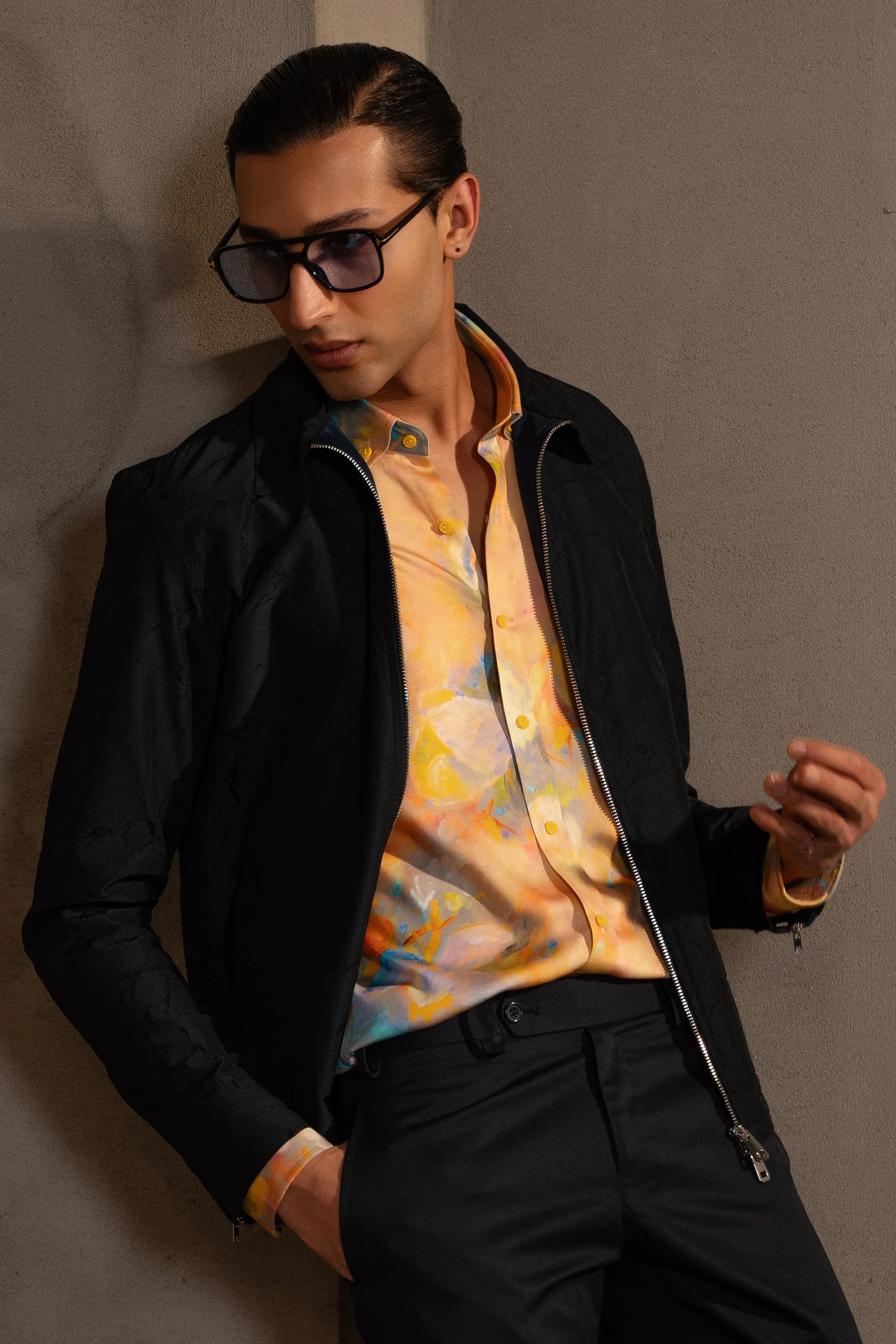 Navy Blue Ingrain Textured Zipper