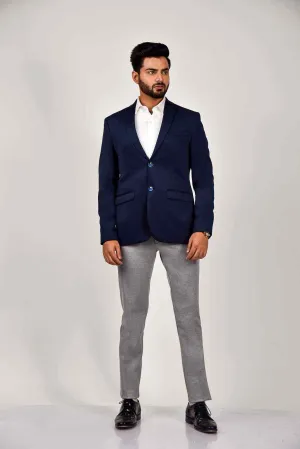 Navy Knitted Blazer for Leisure Events
