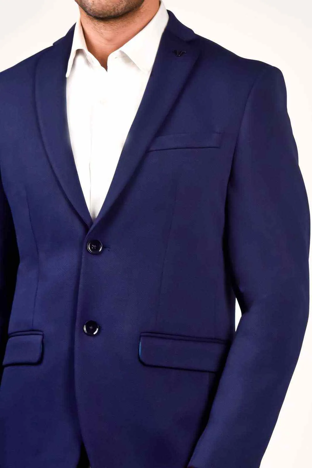 Navy Knitted Blazer For Office