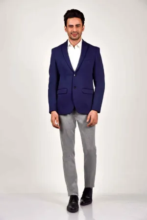 Navy Knitted Blazer For Office