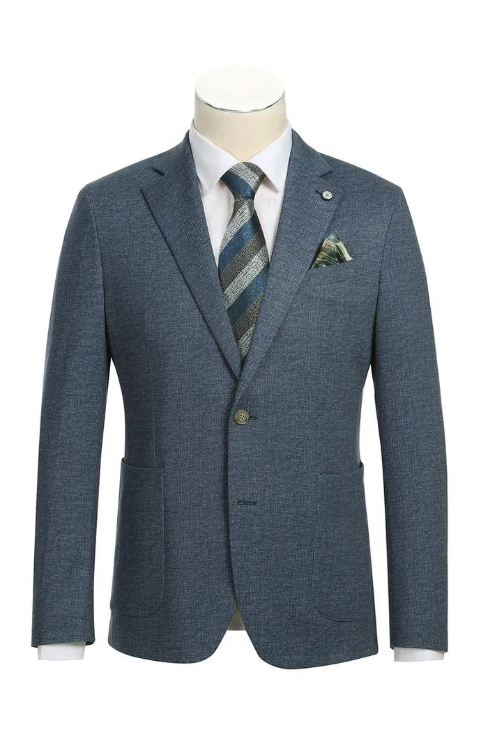 Navy Textured Sports Jacket