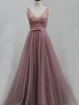 New Arrival Tulle V-Back Aline Discount Evening Party Prom Dresses Online,PD0173