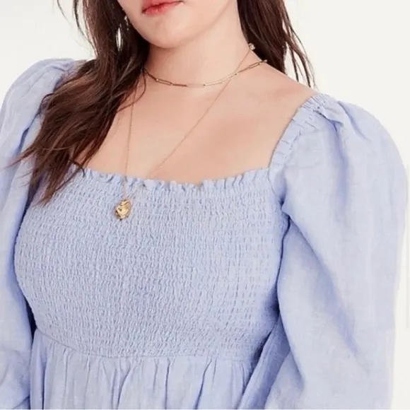 New! J. Crew linen daydream midi dress blue 20368
