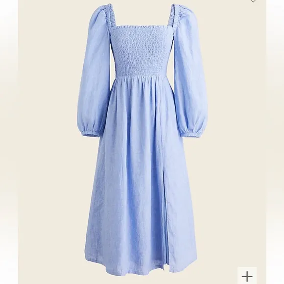 New! J. Crew linen daydream midi dress blue 20368