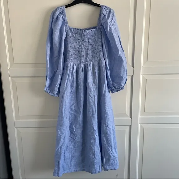 New! J. Crew linen daydream midi dress blue 20368