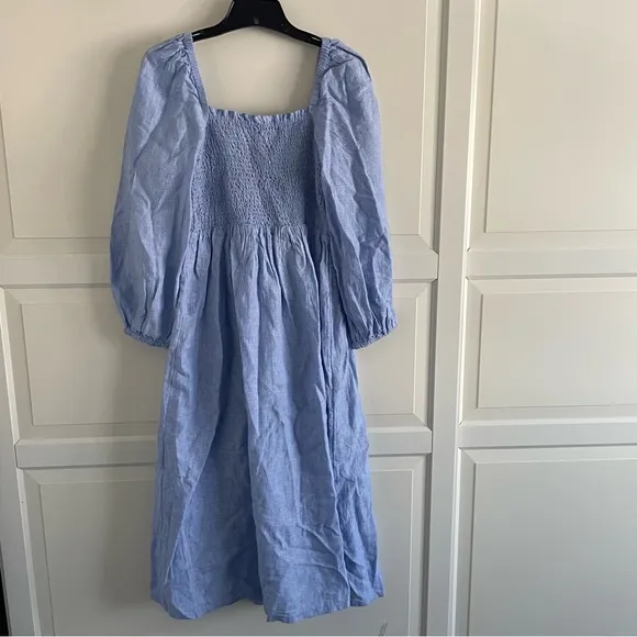 New! J. Crew linen daydream midi dress blue 20368