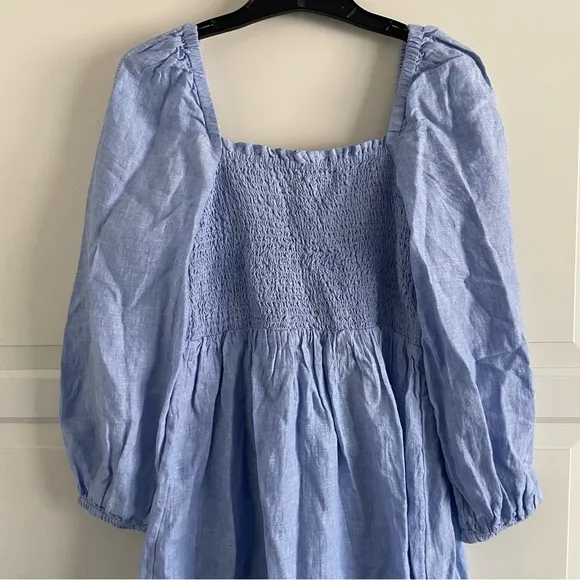 New! J. Crew linen daydream midi dress blue 20368