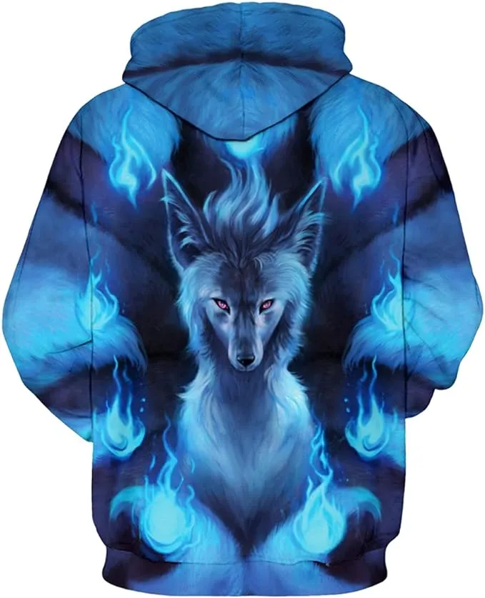New Unisex Digital Print Pullover Sweater, Sz XXL, Fits like an XL, Wolf