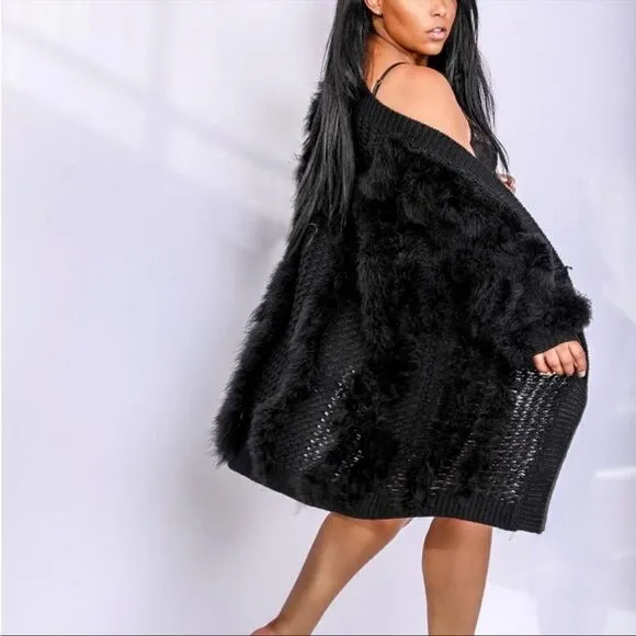 Nichole Lynel Feather Trimmed Long Cardigan
