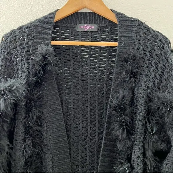 Nichole Lynel Feather Trimmed Long Cardigan
