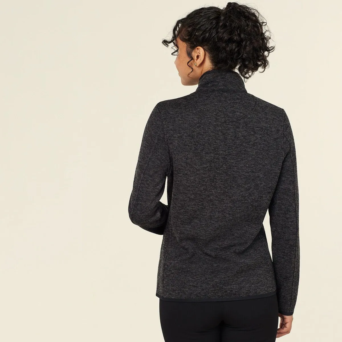 NNT Women's Textured Fleece Zip Front Jacket - Charcoal