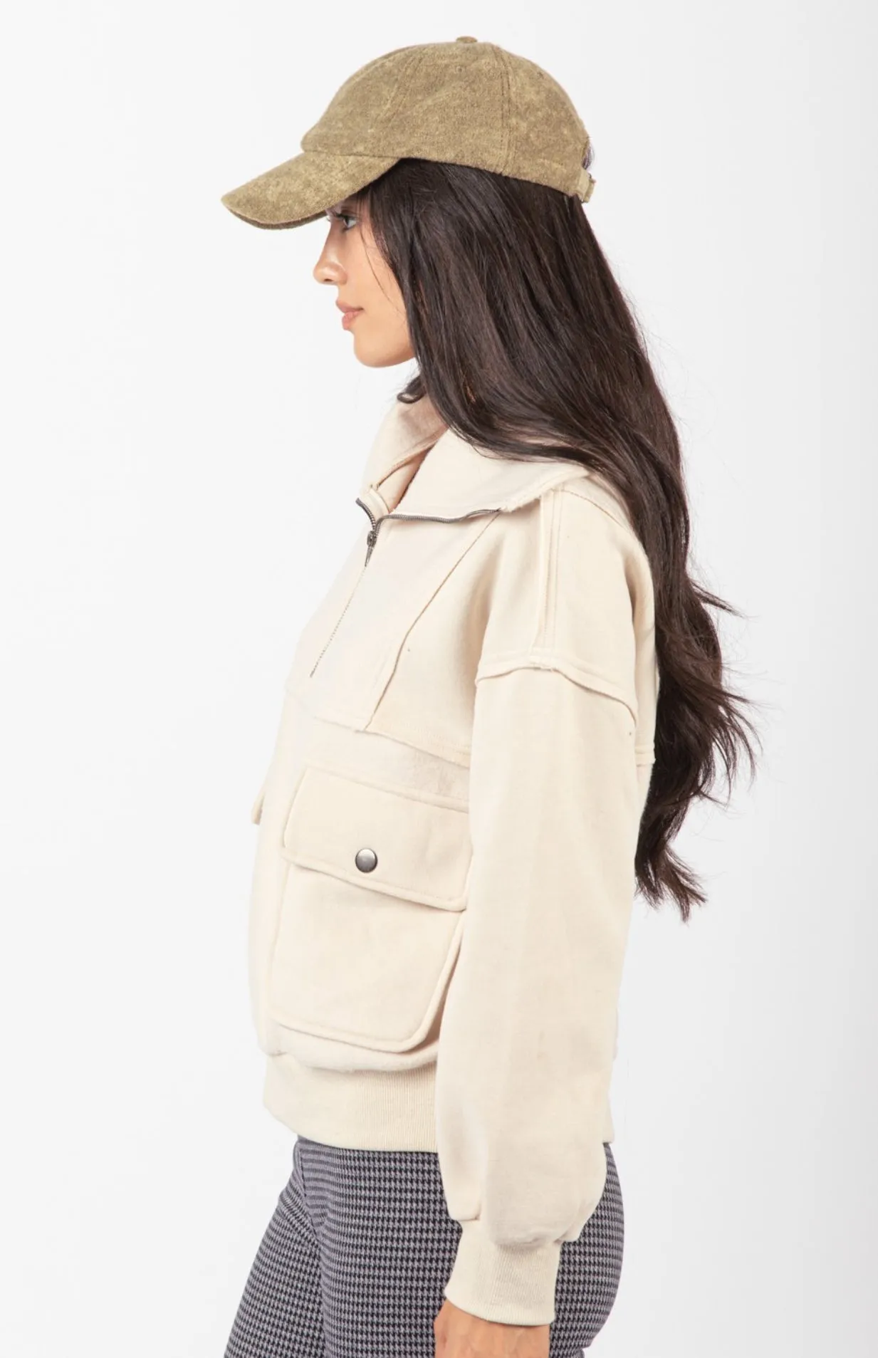 Nyla- Cozy Oversized Half Zip Sweatshirt
