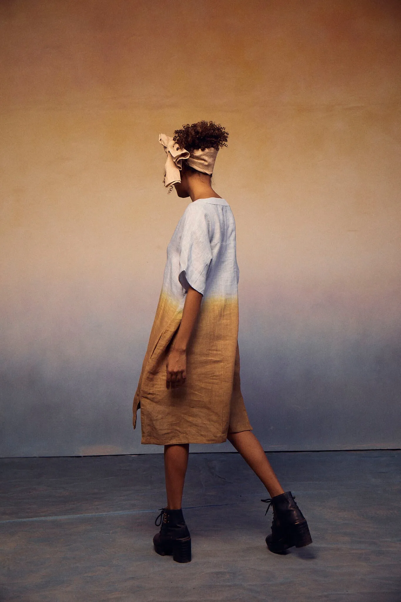 Ombre Block Dress - Smoke Blue