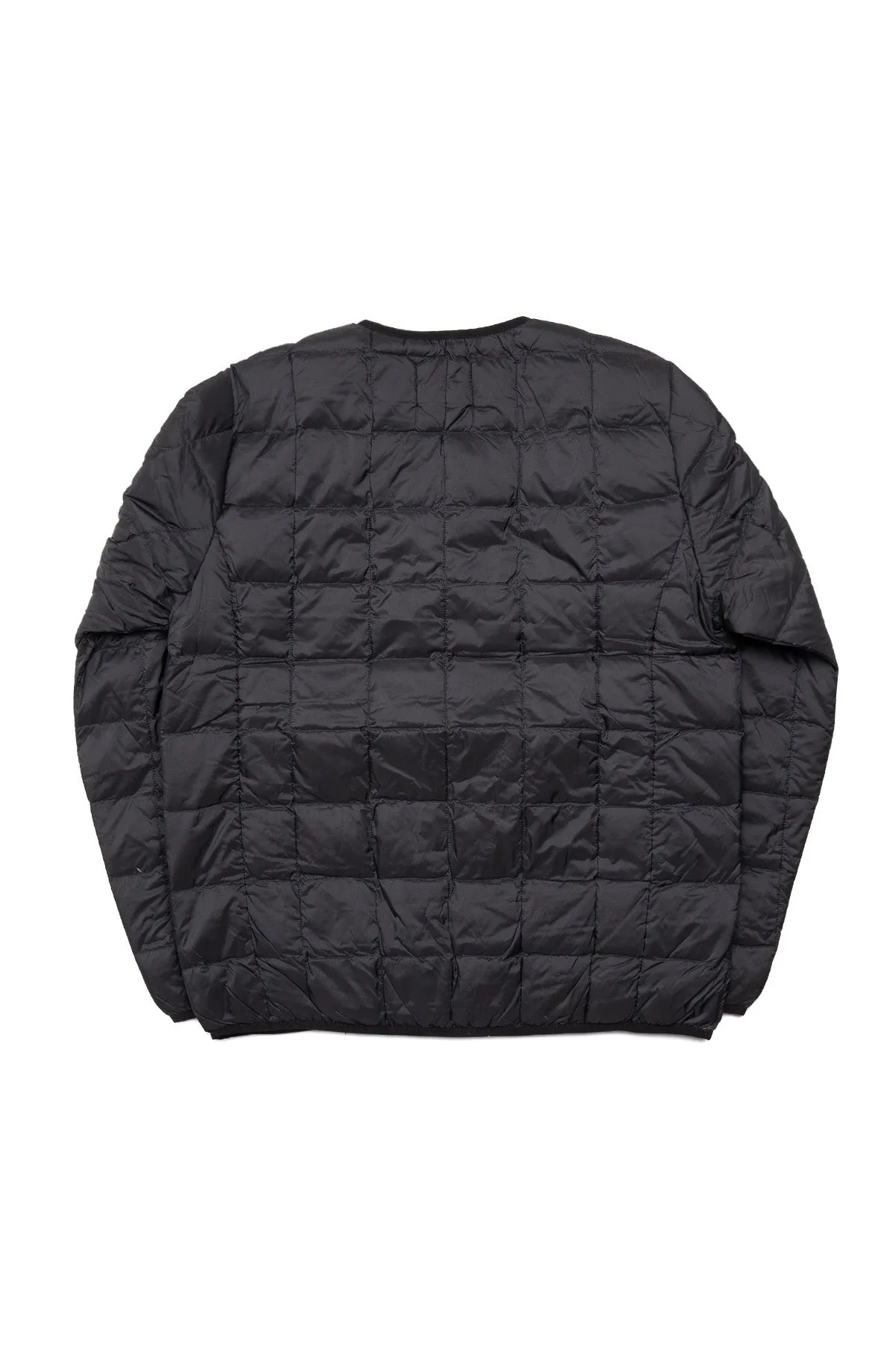 Over Size Crew Neck Pocket Down Jacket - Black Charcoal