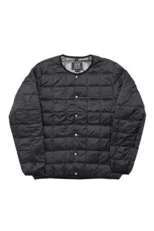Over Size Crew Neck Pocket Down Jacket - Black Charcoal