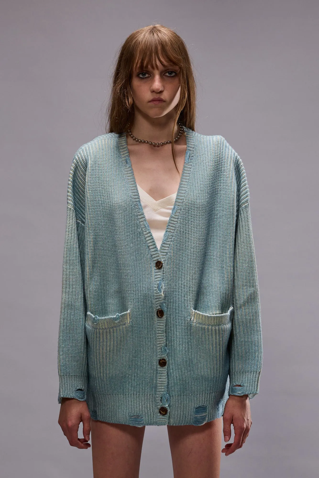 OVERSIZED CARDIGAN - LIGHT SKY BLUE