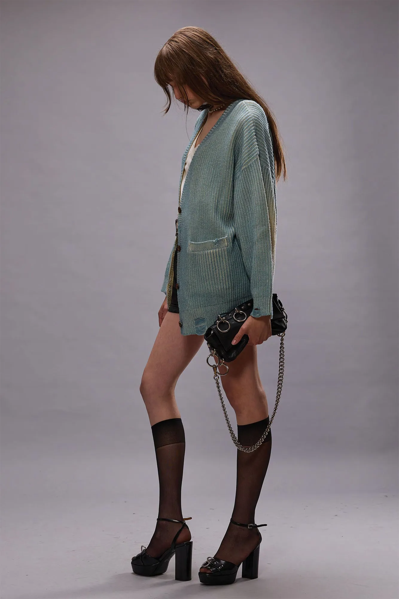 OVERSIZED CARDIGAN - LIGHT SKY BLUE