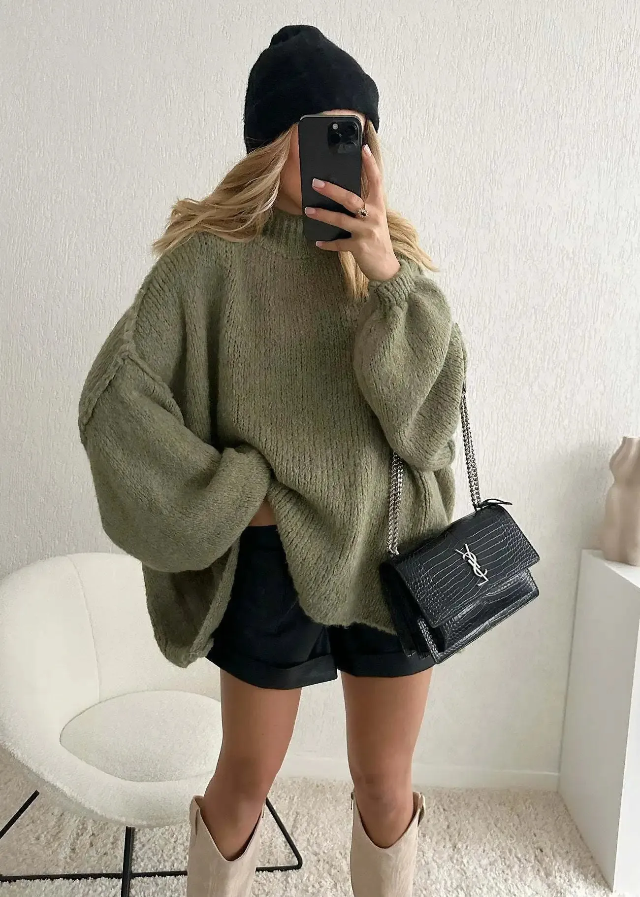 Oversized Green Sweater Dress