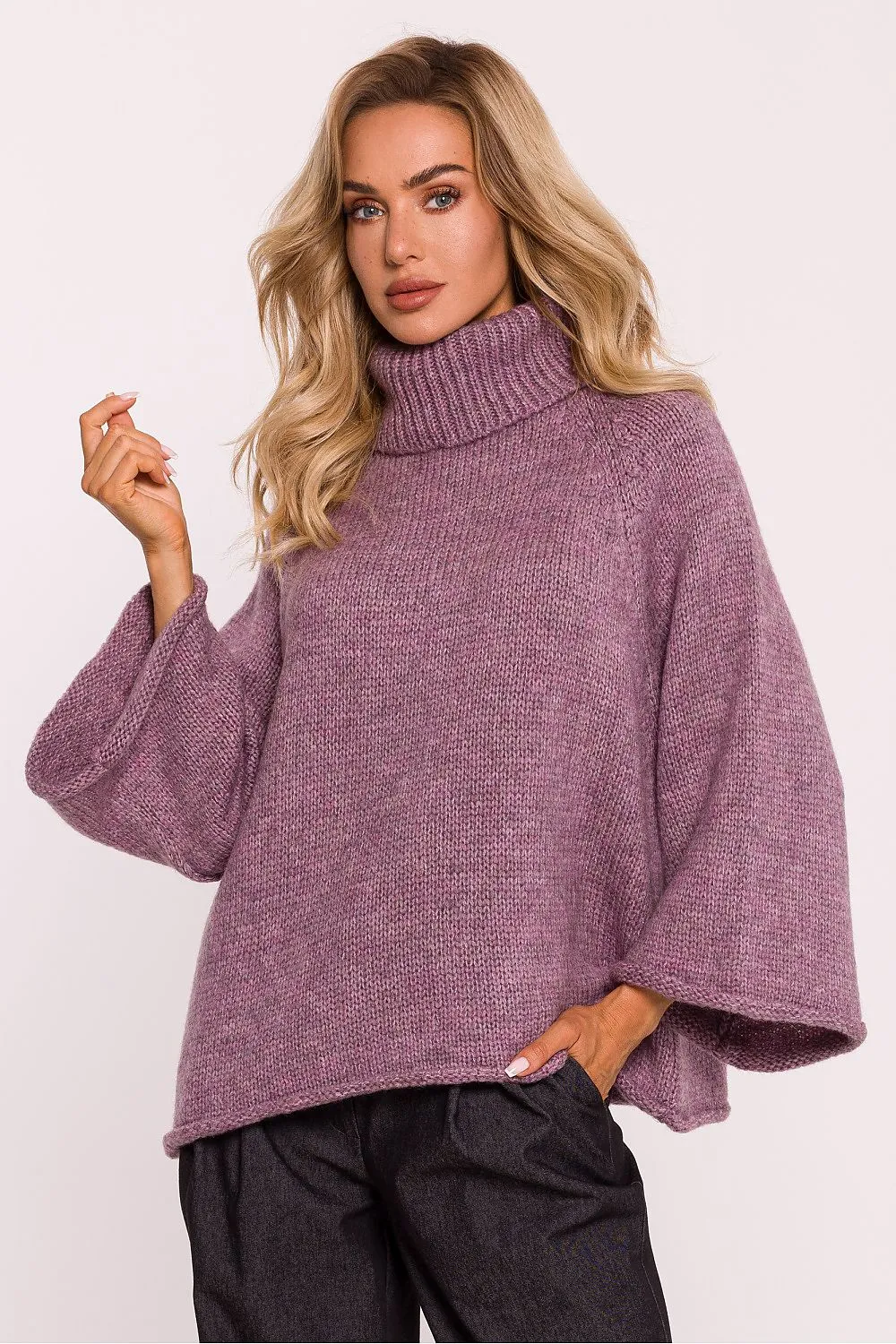 Oversized Turtleneck Pile Sweater