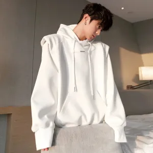 Padded Shoulder Hooded Sweatshirt