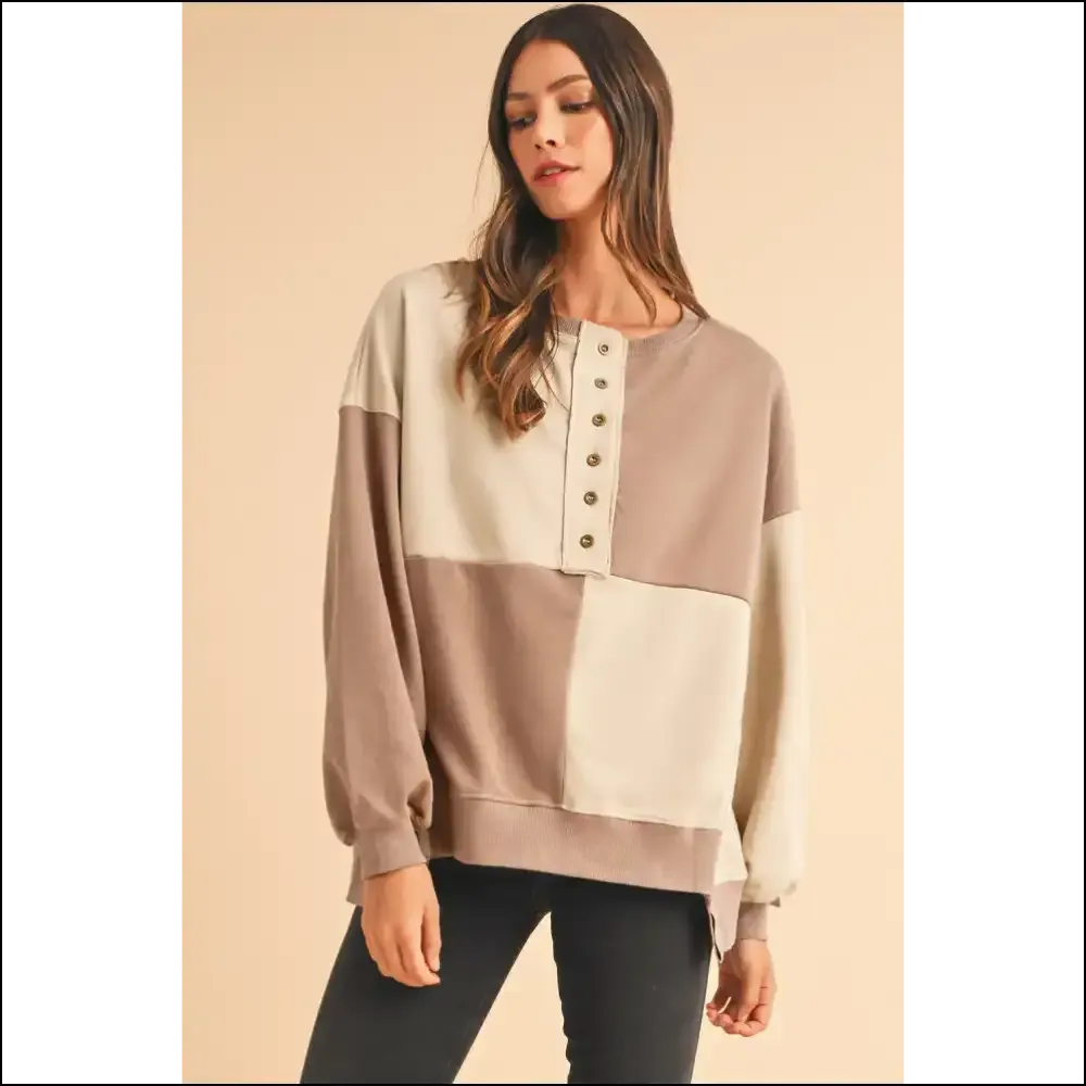 Parchment Colorblock Henley: so Comfy, Youll Ghost your Other Sweaters 👻