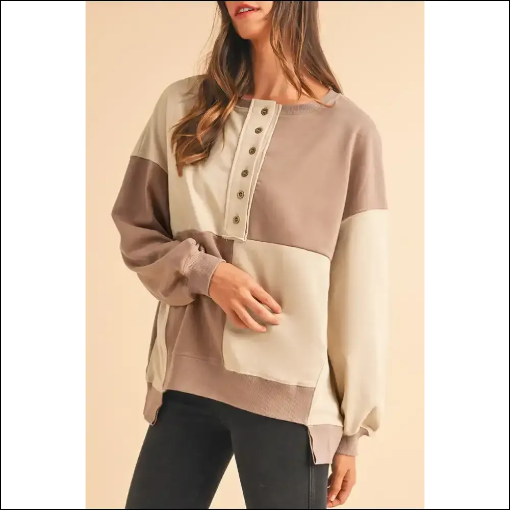 Parchment Colorblock Henley: so Comfy, Youll Ghost your Other Sweaters 👻