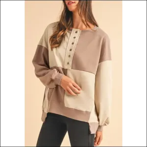 Parchment Colorblock Henley: so Comfy, Youll Ghost your Other Sweaters 👻