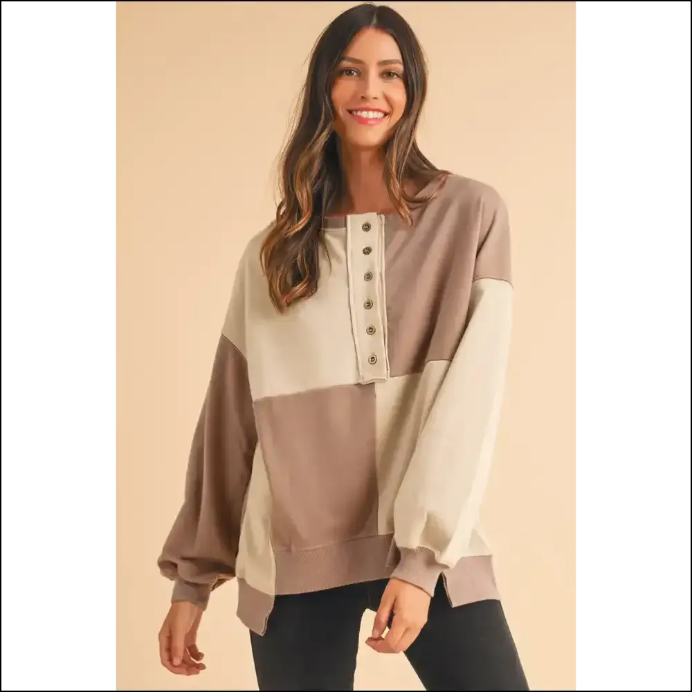 Parchment Colorblock Henley: so Comfy, Youll Ghost your Other Sweaters 👻