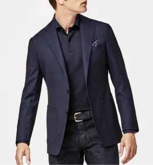 Paulo Oliveira Stretch Blazer in Navy Blue Merino Wool