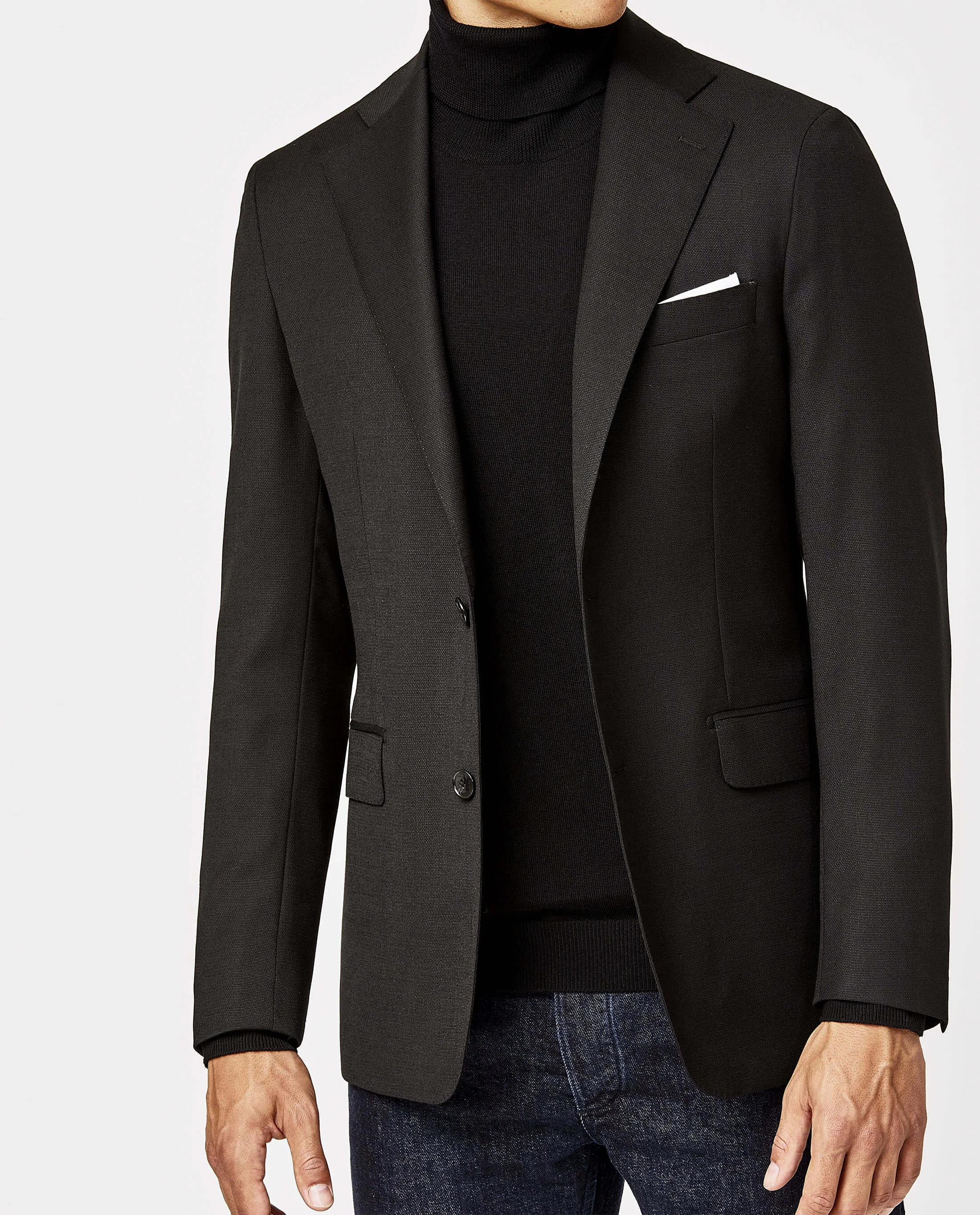 Paulo Oliveira Travel Jacket in Black Merino Wool Blend