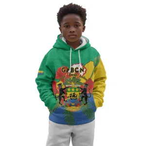 Personalised Afro Gabon Kid Hoodie Gabonese Union Travail and Justice LT15