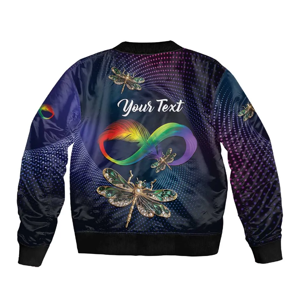 Personalized As Long As I Breathe You'll Be Remembered Sleeve Zip Bomber Jacket Luxury Dragonfly - Feather Infinity LT01