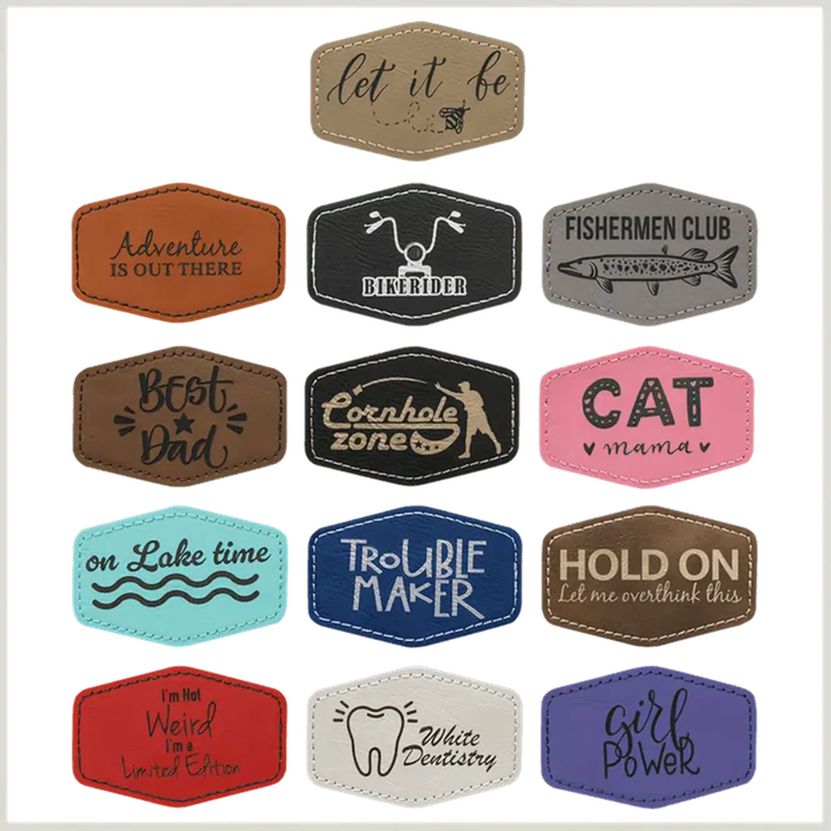 Personalized Patches in Self-Adhesive Leatherette - Hexagon Shape