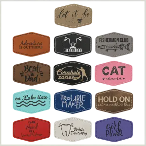 Personalized Patches in Self-Adhesive Leatherette - Hexagon Shape