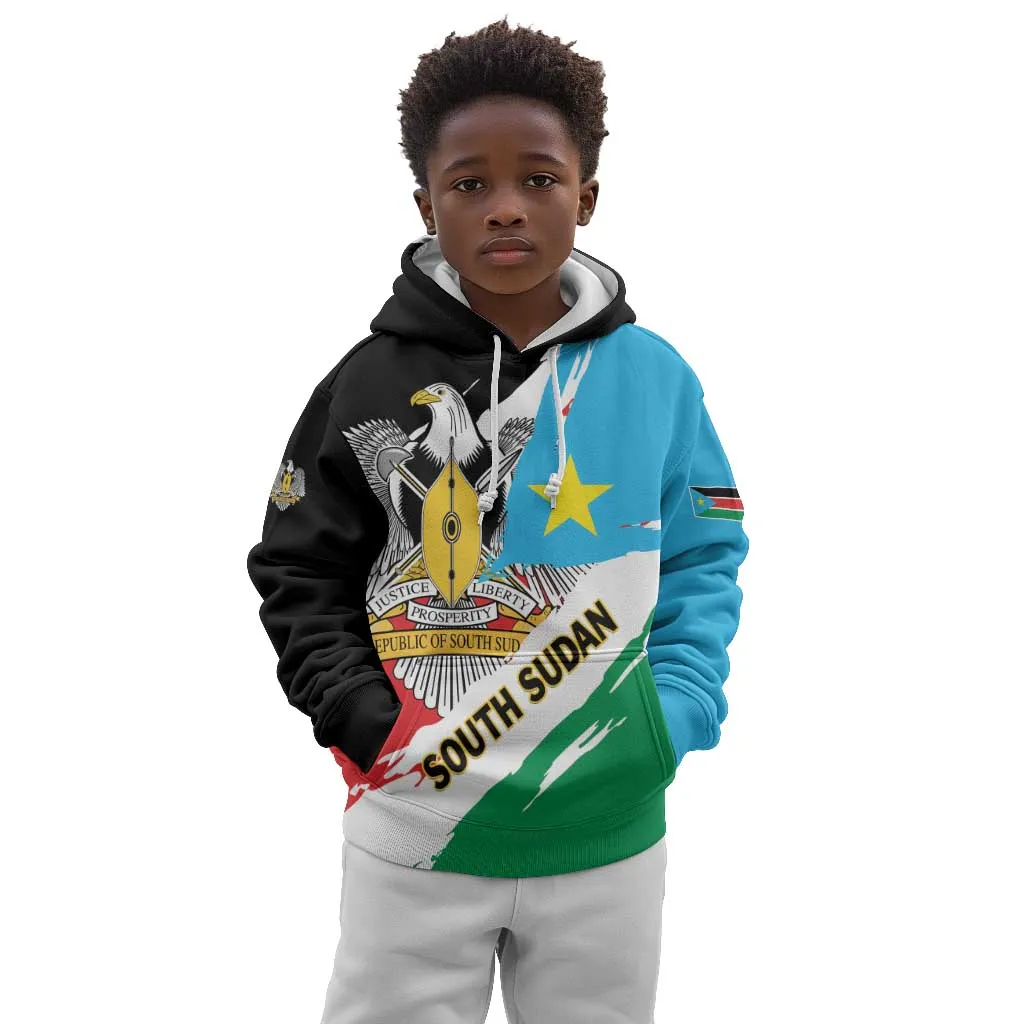 Personalized South Sudan Kid Hoodie East Africa - Grunge Flag Unique LT01