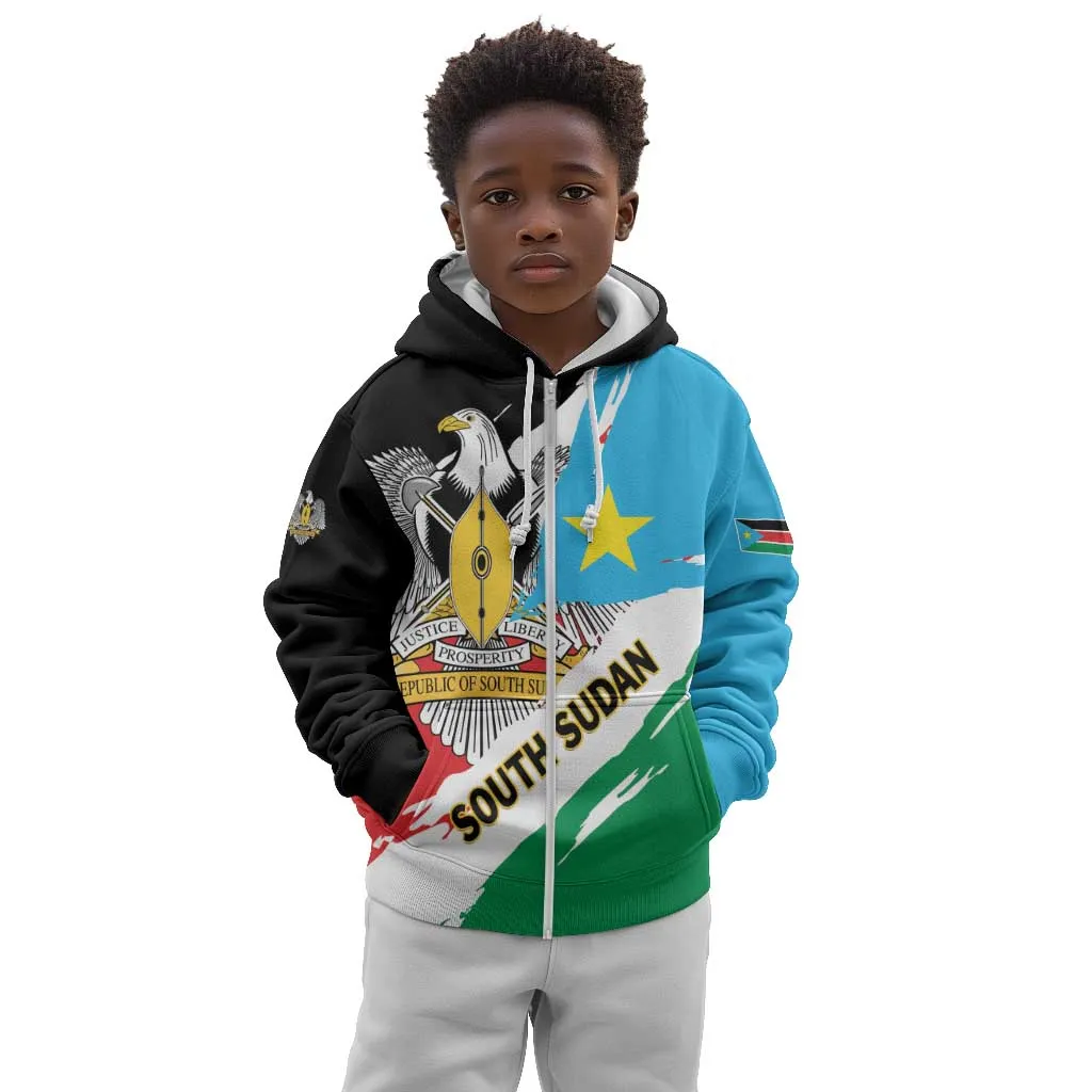Personalized South Sudan Kid Hoodie East Africa - Grunge Flag Unique LT01
