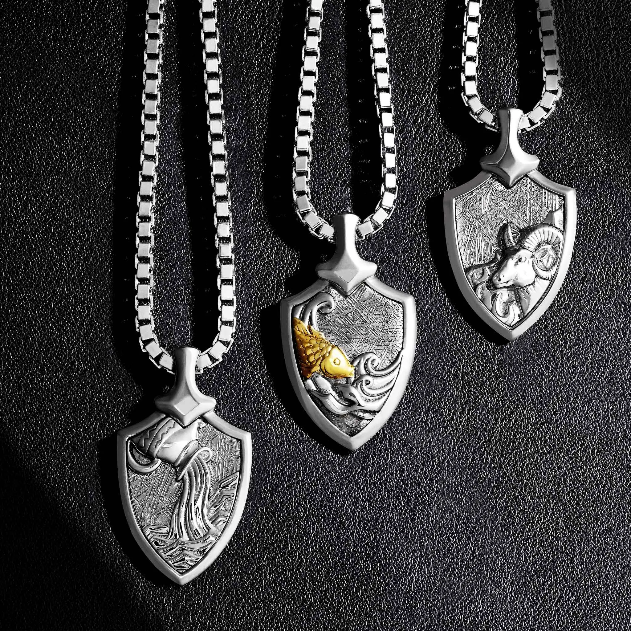 Pisces Zodiac Meteorite Necklace