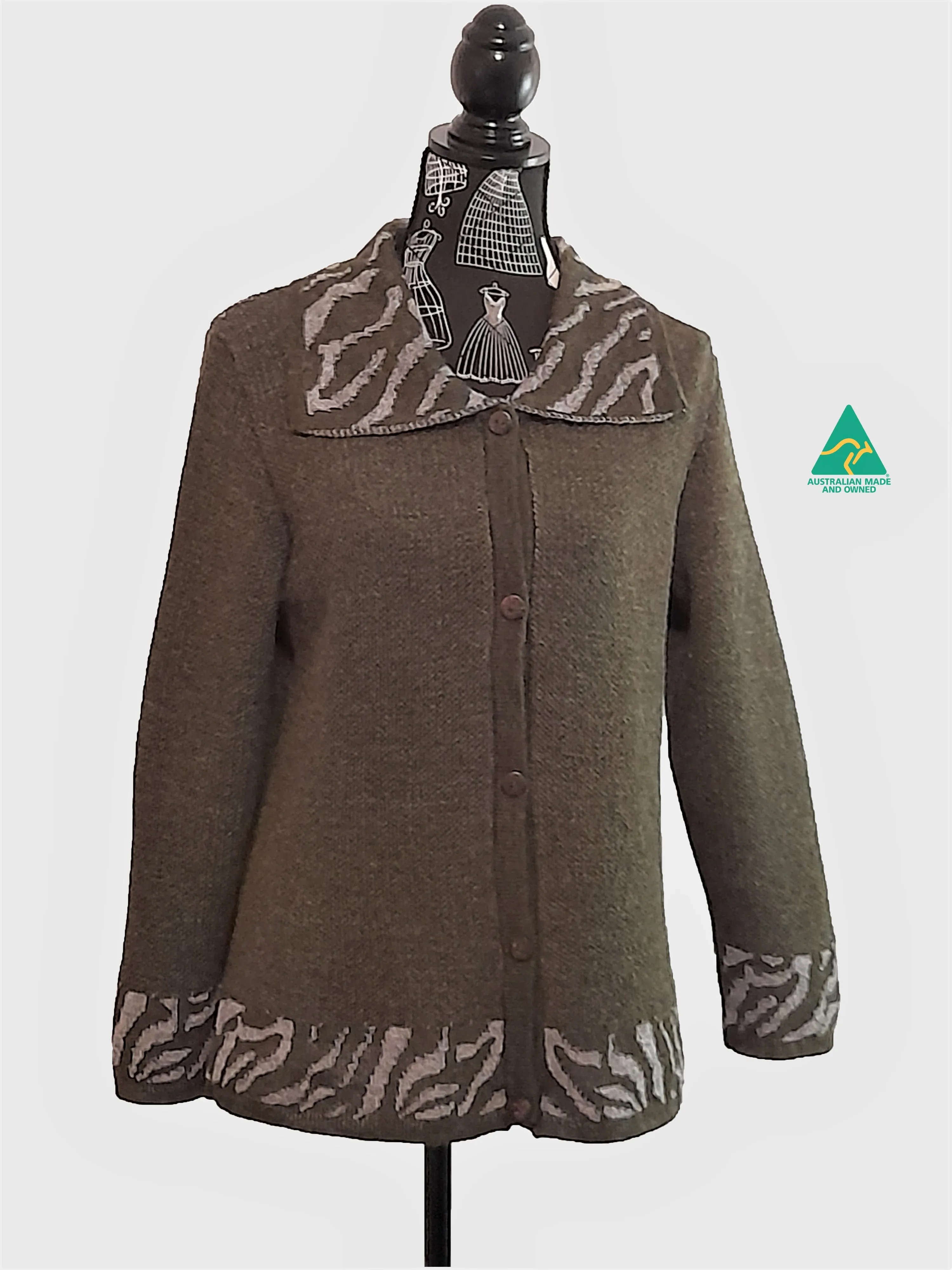 Plus Size Alpaca Cardigan Lady Zebra Pattern