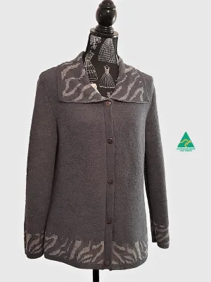Plus Size Alpaca Cardigan Lady Zebra Pattern